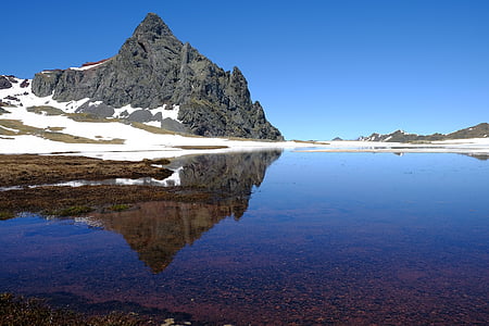 river near gray mountain under blue sky during daytime thumbnail