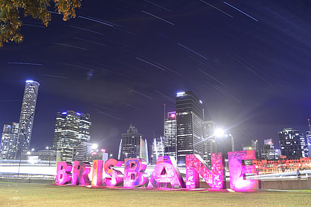timelapse photography of Brisbane signage at night thumbnail