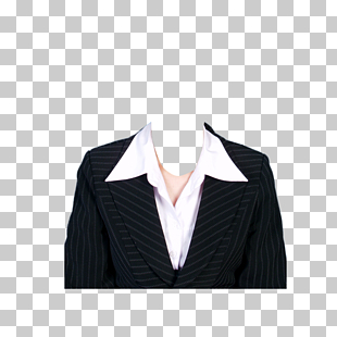Suit Formal wear Template Clothing, business man, black and white stripe collared blazer PNG clipart