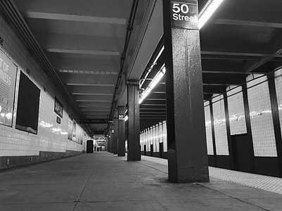 grayscale photo of 50 Street subway station thumbnail