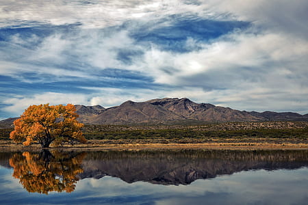 gray rocky mountain under white and blue cloudy sky thumbnail