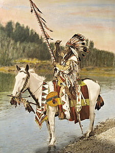 Native American riding on horse thumbnail