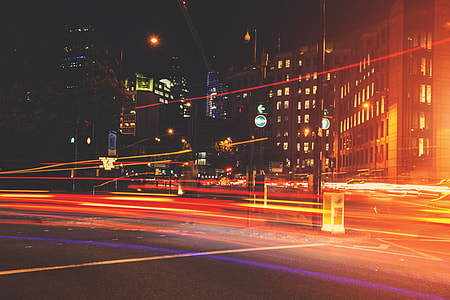 Long exposure photograph showing the light trails of moving traffic in Central London. Image captured with a Canon 6D thumbnail