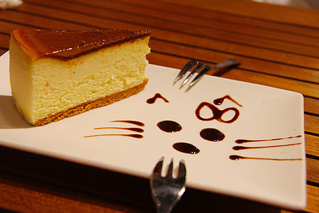 sliced cake on white plate thumbnail