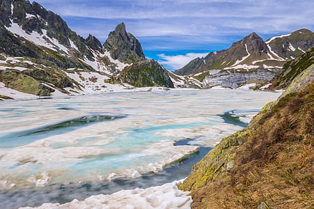 body of water near mountains thumbnail