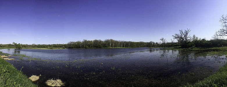Lake water and landscape panorama on the Military Ridge State Trail, Wisconsin thumbnail