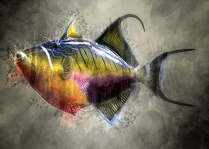 gray and yellow fish illustration thumbnail