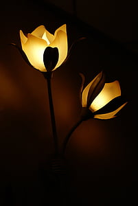 two yellow lighted flower lamps thumbnail