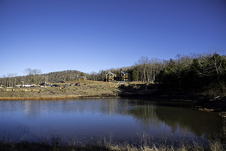View across the pond near the Betty Lea Lodge at Echo Bluff State Park, Missouri thumbnail