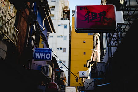 low-angle photography red kanji script signboard thumbnail