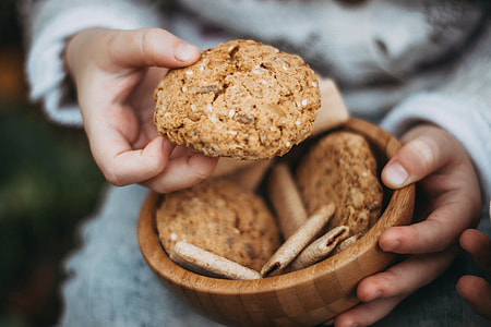 brown cookie with brown wooden bowl thumbnail