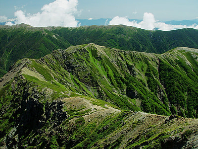 photo of green mountain with cloudy sky background thumbnail