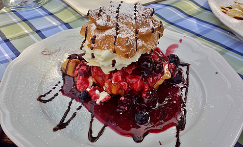 white ceramic plate with dessert thumbnail