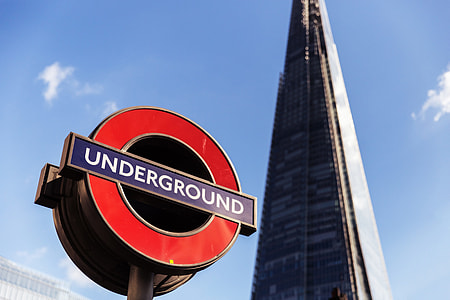 The famous London Underground sign with the Shard skyscraper in the background. Image captured with a Canon 6D thumbnail