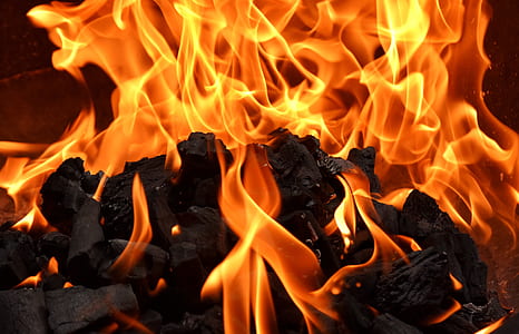 yellow flame burning charcoal thumbnail