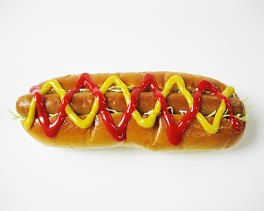 hotdog sandwich on white surface thumbnail