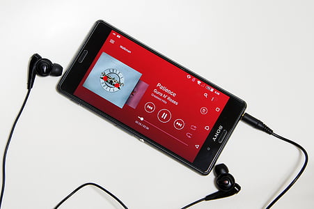 black Sony Android smartphone displaying Patience music gallery thumbnail