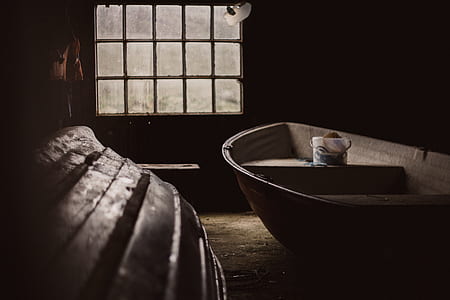 dinghy boat inside shed thumbnail