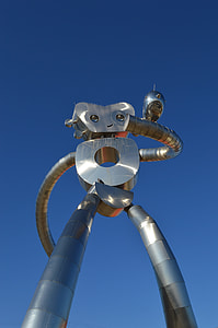 low-angle photography of gray robot structure thumbnail