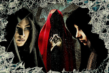 gray haired woman in black hood collage thumbnail