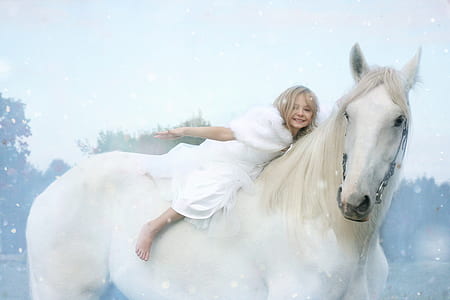 girl riding white horse thumbnail