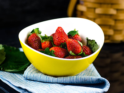 Strawberry In Yellow Bowl, Strawberries thumbnail