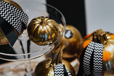 Golden ornamental pumpkins decorations thumbnail