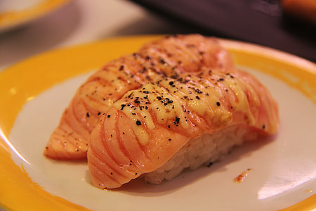 close-up photography of raw meat with rice on white ceramic plate thumbnail