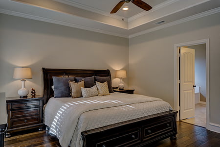 white comforter and black frame thumbnail