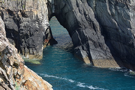aerial photography of rock formations on body of water thumbnail