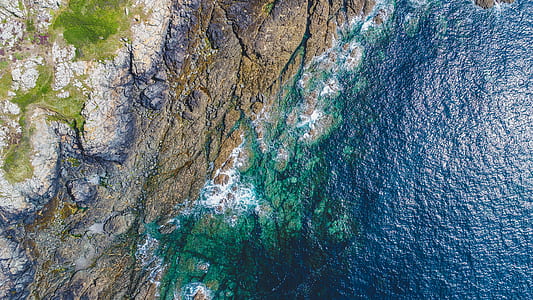 coastline, shore, ocean, rock, aerial, guernsey thumbnail
