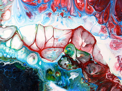 white, red, and teal abstract painting thumbnail