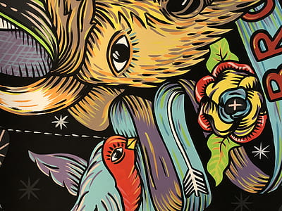 red and blue bird painting thumbnail