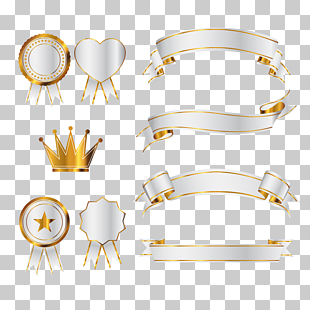 Euclidean Photography Icon, Gold banner, crown and ribbon illustration PNG clipart