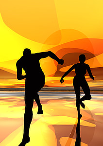 silhouette of two persons wallpaper thumbnail
