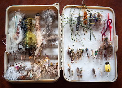 tackle box filled with assorted-design fishing lures thumbnail