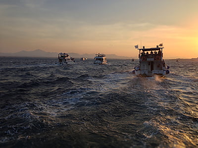 bird's-eye view of boats on body of water thumbnail