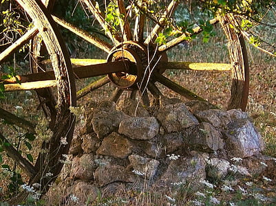 brown wooden wheel barrow thumbnail