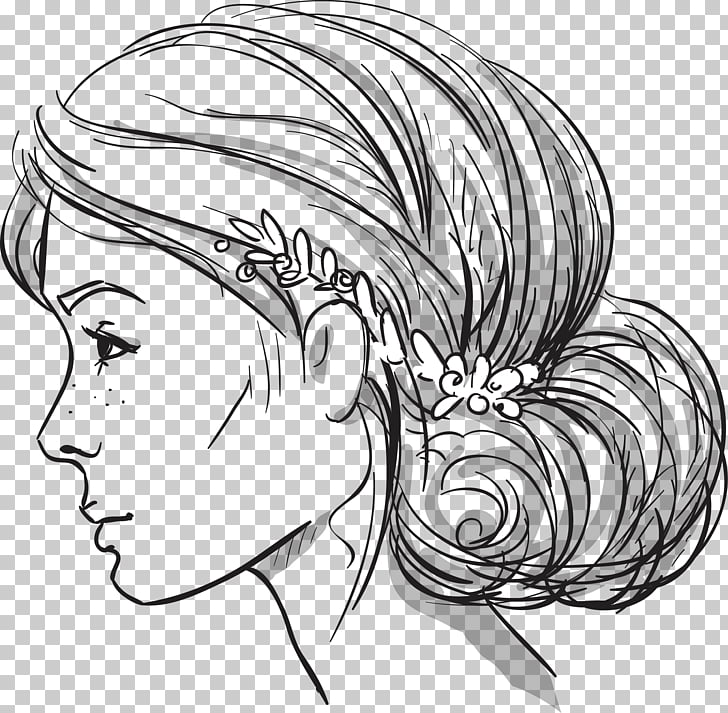 Hairstyle Bun Braid Drawing Avatar Sketch Womans Face