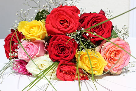 rose flower arrangement on white surface thumbnail