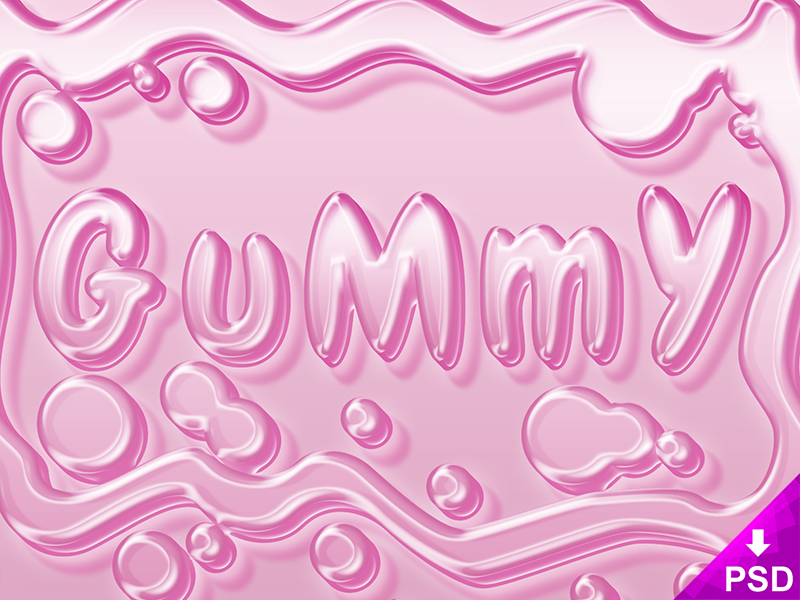 Pink Gummy Text Style psd file