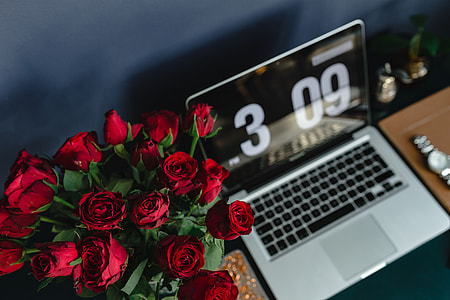 Office Desk Table With Red Roses thumbnail
