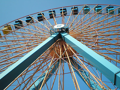 blue and brown ferris wheel during daytime thumbnail