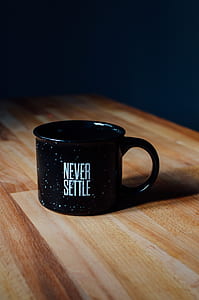 black Never Settle print mug thumbnail
