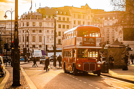 Vintage London Bus at Sunset thumbnail