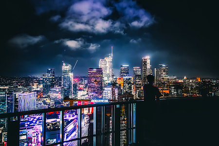 man silhouette photo facing night light city thumbnail