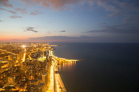 aerial photograph of coastal city thumbnail