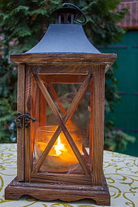 brown wooden candle lantern thumbnail