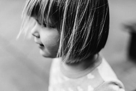 grayscale photography of girl thumbnail