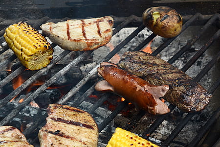 grilled meat on charcoal grill thumbnail